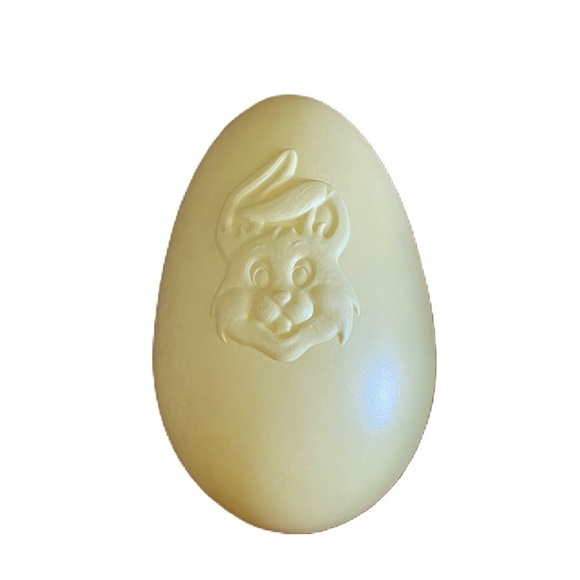 Vintage Easter Large Blow Mold Egg Decor Cream Bunny Rabbit - Picture 1 of 6